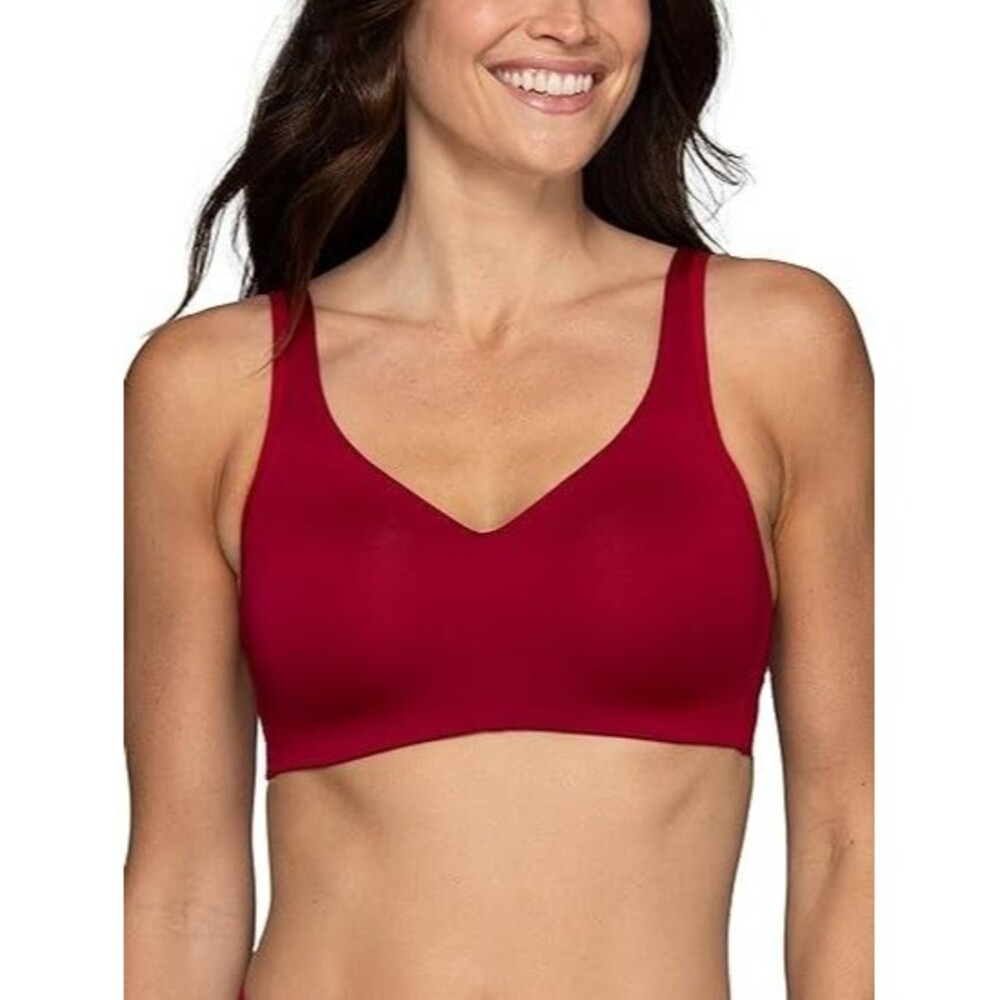 Vanity Fair Women's Wireless Bra MEDIUM Legacy Red Beauty Back Smoothing Comfort
